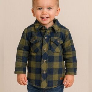 7 For All Mankind Green and Blue Quilted Jacket Sz 24Months